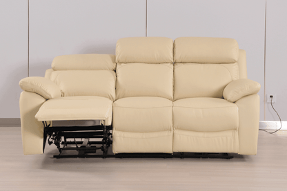 Dandrea Genuine Leather Cream Electric Power Recliner 3 Seater Sofa