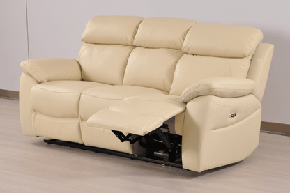 Dandrea Genuine Leather Cream Electric Power Recliner 3 Seater Sofa