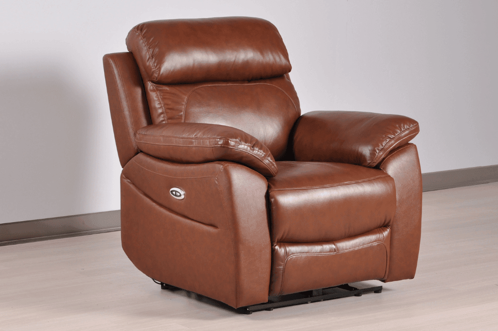 Dandrea Genuine Leather Tan Electric Power Recliner Armchair
