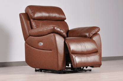 Dandrea Genuine Leather Tan Electric Power Recliner Armchair