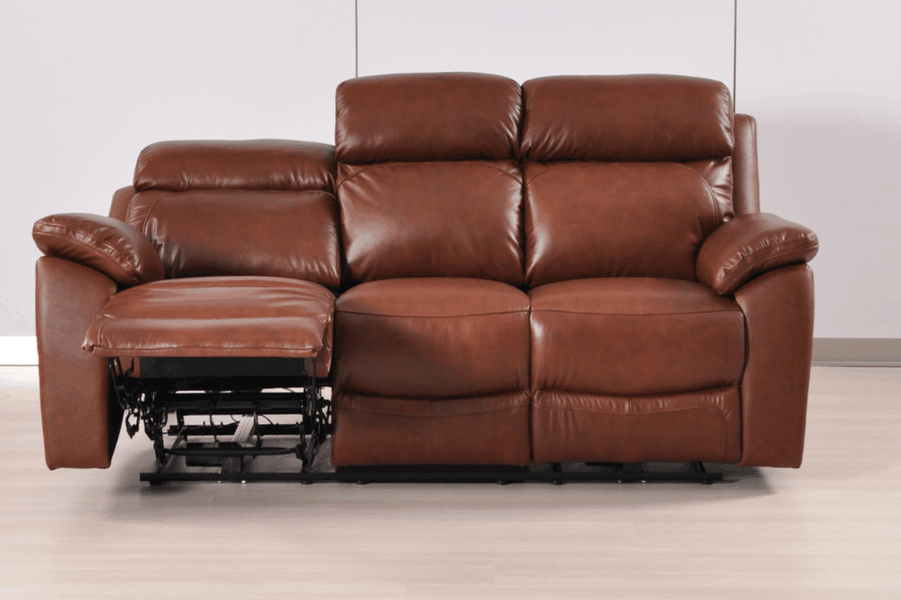 Dandrea Genuine Leather Tan Electric Power Recliner 3 Seater Sofa