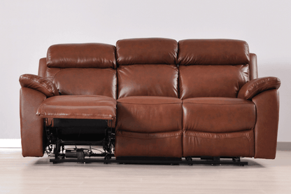 Dandrea Genuine Leather Tan Electric Power Recliner 3 Seater Sofa