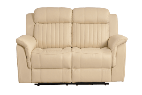 Cidliano Genuine Leather Cream Electric Power Recliner 2 Seater Sofa