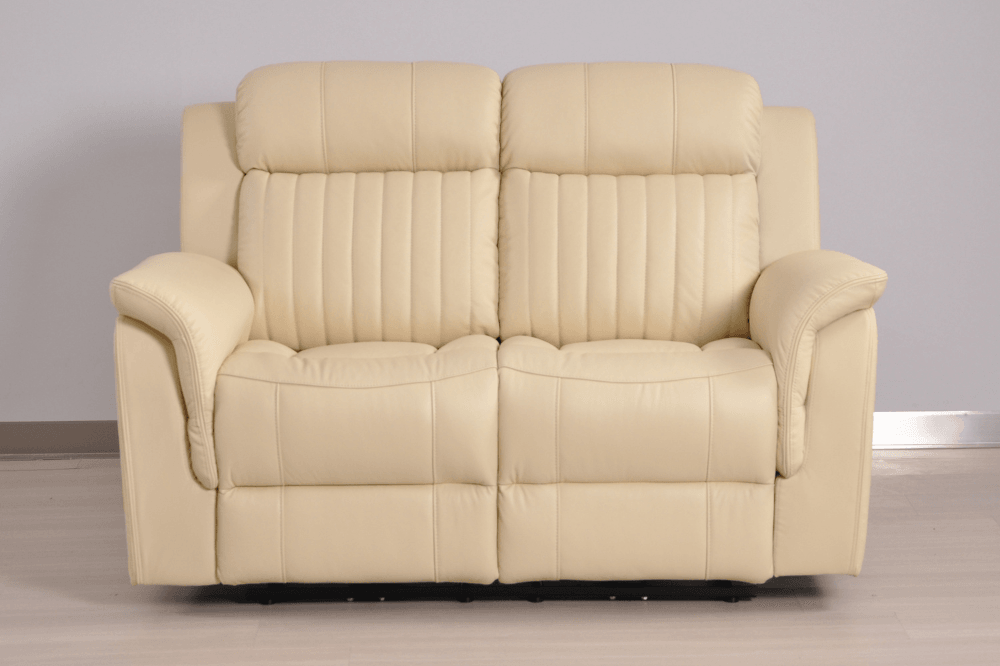 Cidliano Genuine Leather Cream Electric Power Recliner 2 Seater Sofa