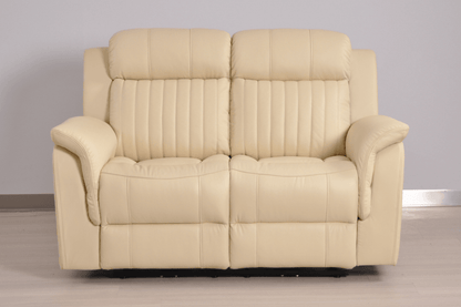 Cidliano Genuine Leather Cream Electric Power Recliner 2 Seater Sofa