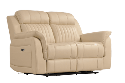 Cidliano Genuine Leather Cream Electric Power Recliner 2 Seater Sofa