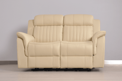 Cidliano Genuine Leather Cream Electric Power Recliner 2 Seater Sofa