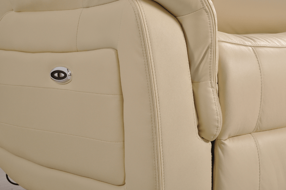 Cidliano Genuine Leather Cream Electric Power Recliner 2 Seater Sofa