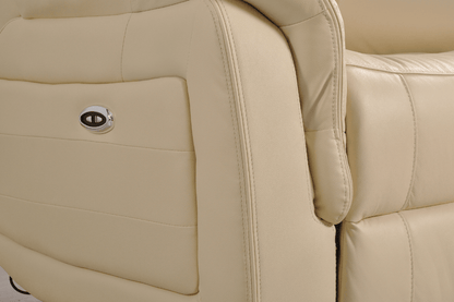 Cidliano Genuine Leather Cream Electric Power Recliner 2 Seater Sofa