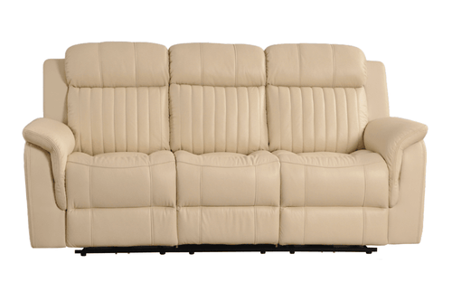 Cidliano Genuine Leather Cream Electric Power Recliner 3 Seater Sofa
