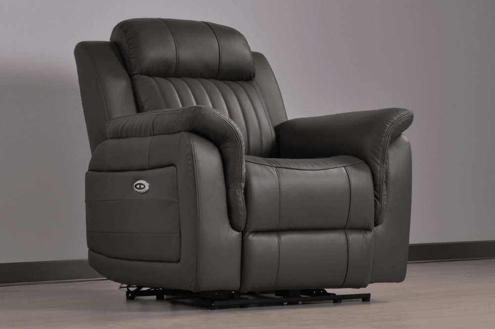 Cidliano Genuine Leather Grey Electric Power Recliner Armchair