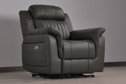 Cidliano Genuine Leather Grey Electric Power Recliner Armchair