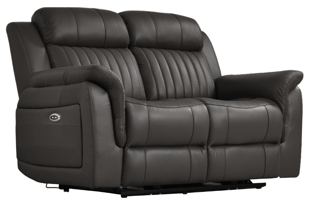 Cidliano Genuine Leather Grey Electric Power Recliner 2 Seater Sofa