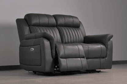 Cidliano Genuine Leather Grey Electric Power Recliner 2 Seater Sofa