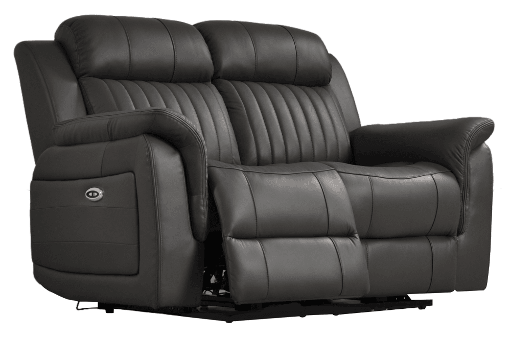 Cidliano Genuine Leather Grey Electric Power Recliner 2 Seater Sofa