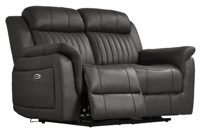 Cidliano Genuine Leather Grey Electric Power Recliner 2 Seater Sofa