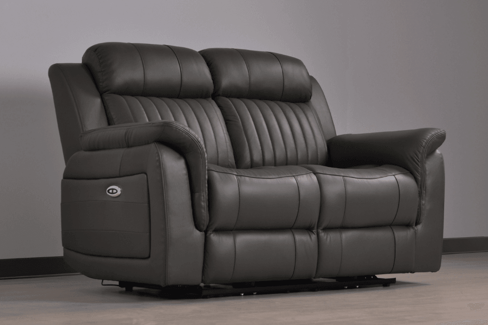 Cidliano Genuine Leather Grey Electric Power Recliner 2 Seater Sofa