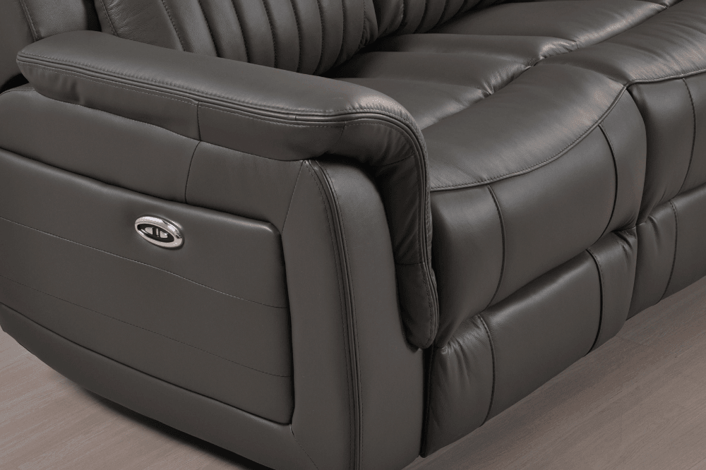 Cidliano Genuine Leather Grey Electric Power Recliner 2 Seater Sofa