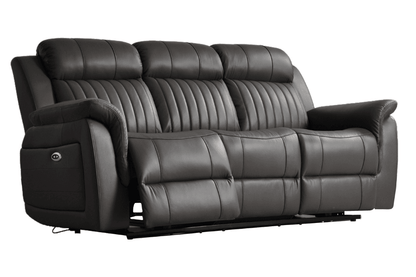 Cidliano Genuine Leather Grey Electric Power Recliner 3 Seater Sofa