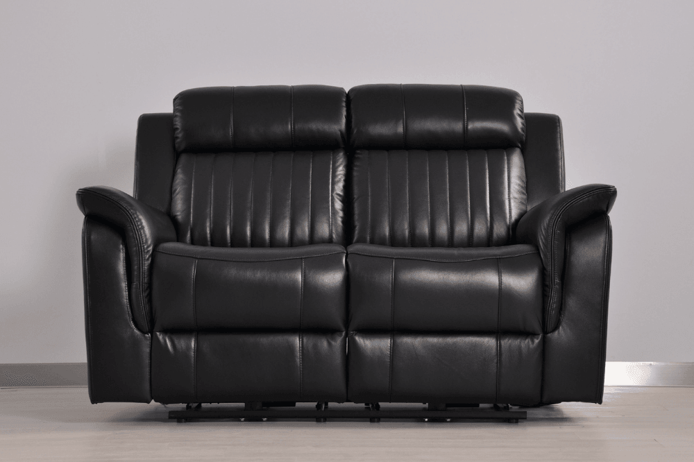 Cidliano Genuine Leather Black Electric Power Recliner 2 Seater Sofa