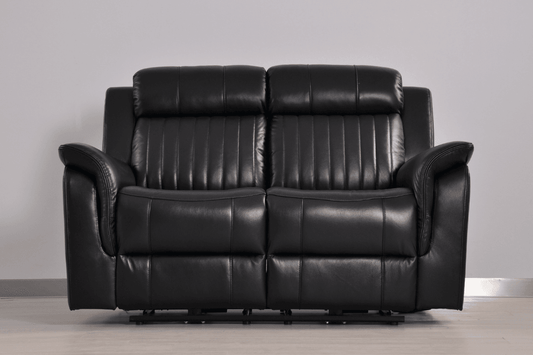 Cidliano Genuine Leather Black Electric Power Recliner 2 Seater Sofa - Furniture Instore