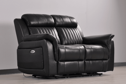 Cidliano Genuine Leather Black Electric Power Recliner 2 Seater Sofa