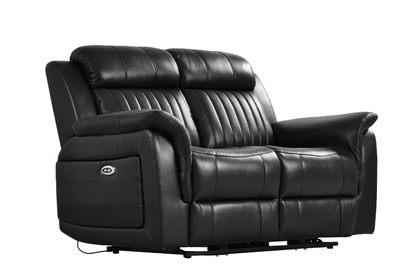 Cidliano Genuine Leather Black Electric Power Recliner 2 Seater Sofa