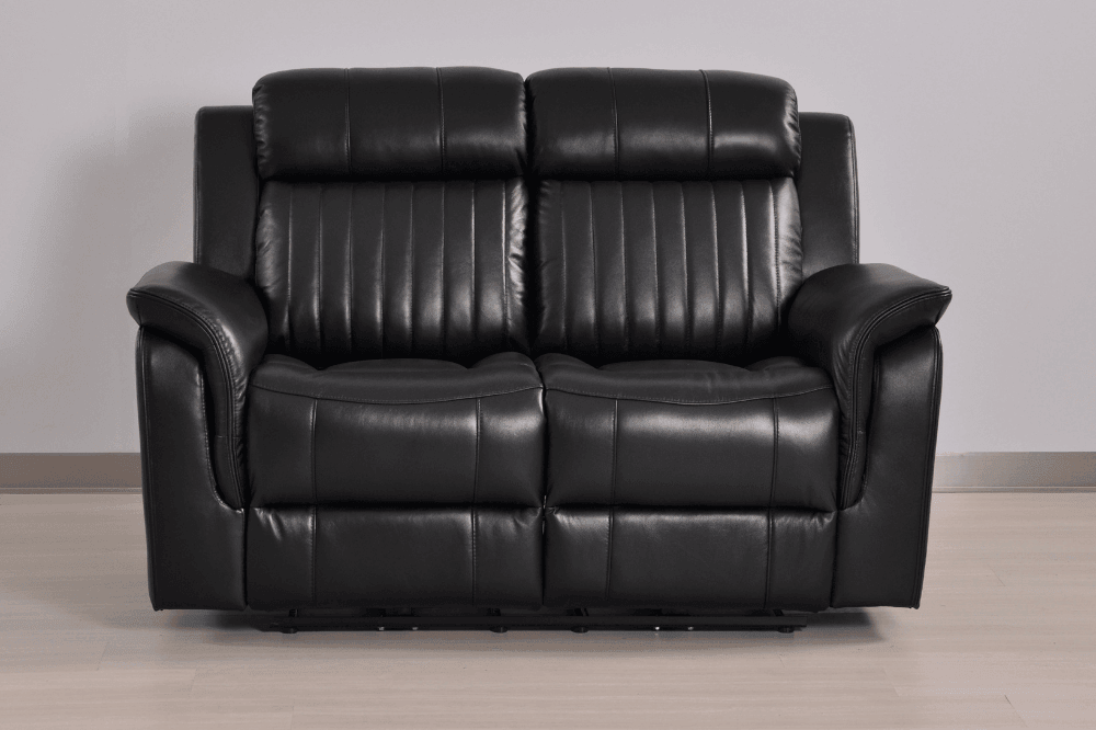 Cidliano Genuine Leather Black Electric Power Recliner 2 Seater Sofa