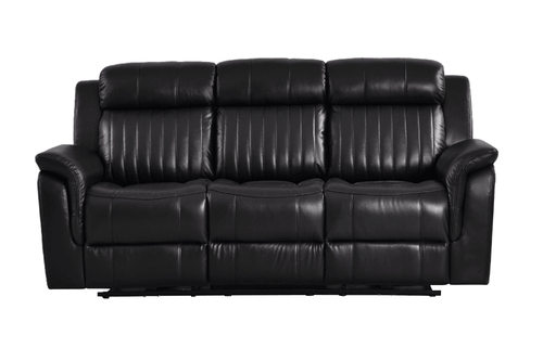 Cidliano Genuine Leather Black Electric Power Recliner 3 Seater Sofa