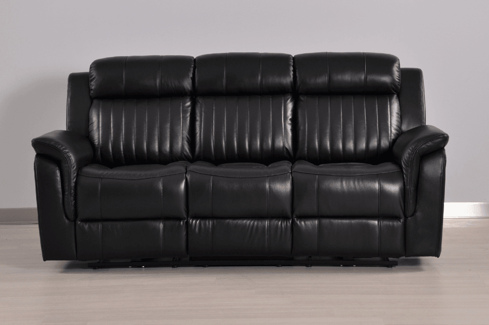 Cidliano Genuine Leather Black Electric Power Recliner 3 Seater Sofa
