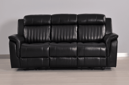 Cidliano Genuine Leather Black Electric Power Recliner 3 Seater Sofa