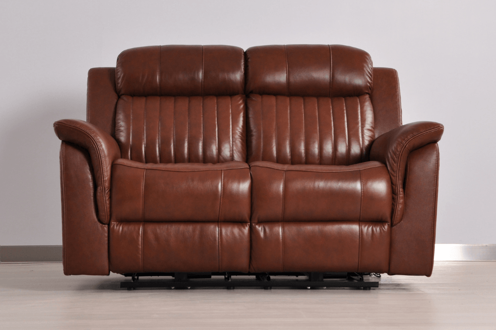 Cidliano Genuine Leather Tan Electric Power Recliner 2 Seater Sofa