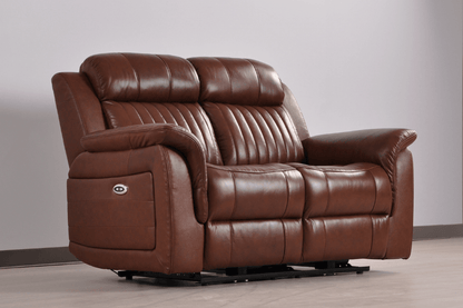 Cidliano Genuine Leather Tan Electric Power Recliner 2 Seater Sofa
