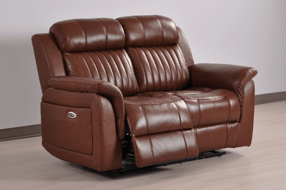 Cidliano Genuine Leather Tan Electric Power Recliner 2 Seater Sofa