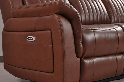 Cidliano Genuine Leather Tan Electric Power Recliner 2 Seater Sofa