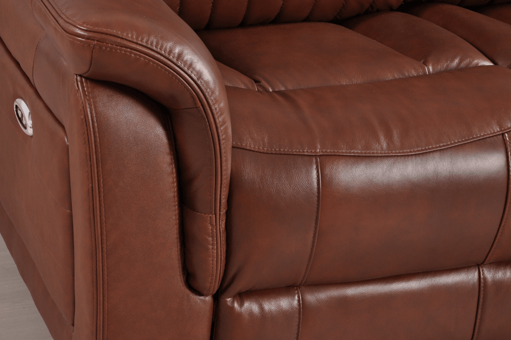 Cidliano Genuine Leather Tan Electric Power Recliner 2 Seater Sofa