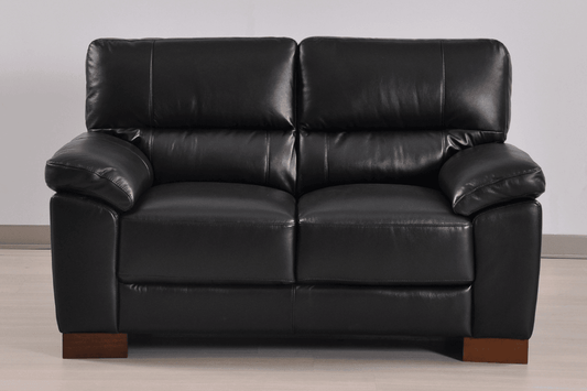 Dalmore Genuine Leather Black 2 Seater Sofa - Furniture Instore