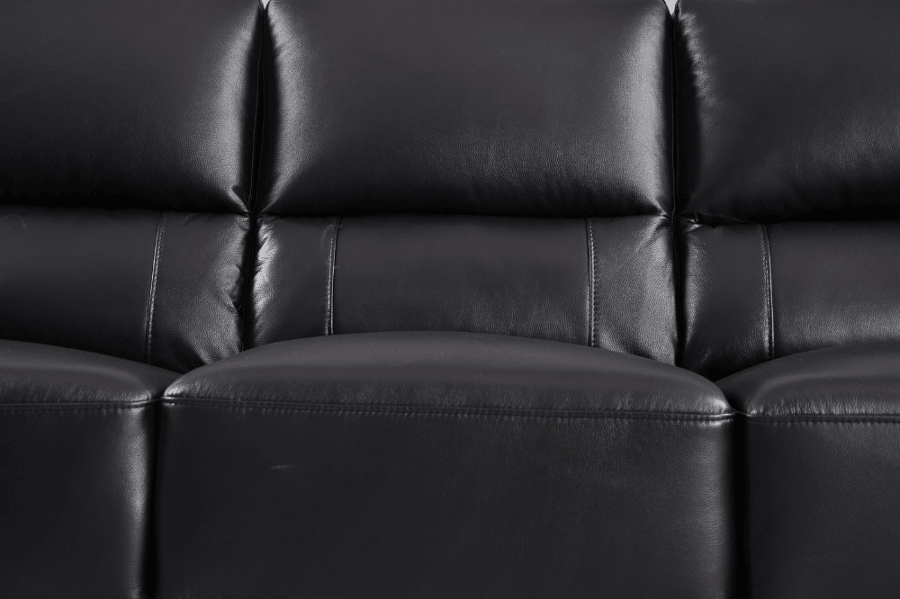 Dalmore Genuine Leather Black 3 Seater Sofa