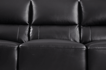 Dalmore Genuine Leather Black 3 Seater Sofa