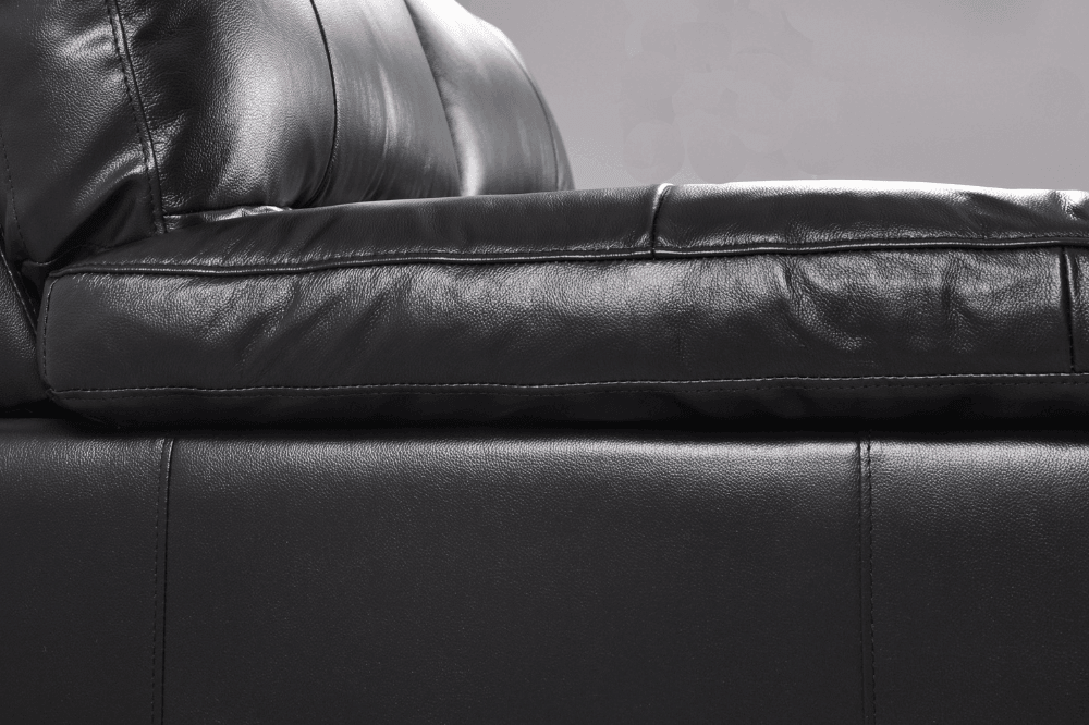 Dalmore Genuine Leather Black 3 Seater Sofa