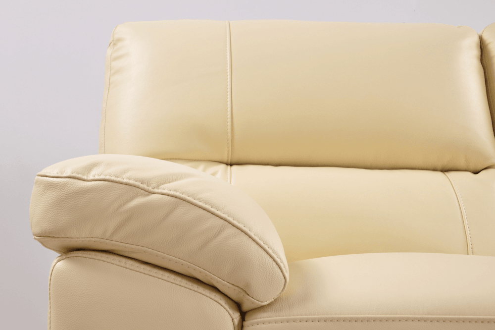 Dalmore Genuine Leather Cream 3 Seater Sofa