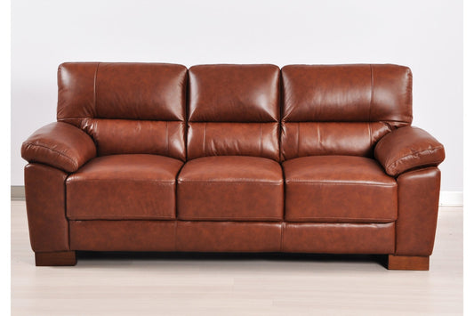 Dalmore Genuine Leather Tan 3 Seater Sofa - Furniture Instore