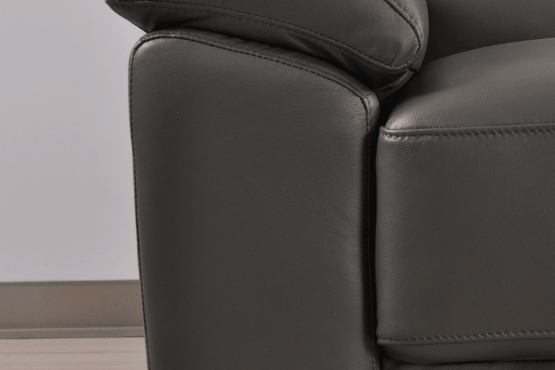 Dalmore Genuine Leather Grey Armchair - Furniture Instore