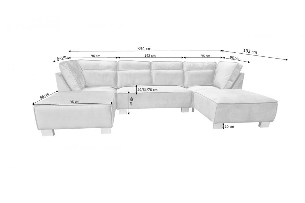 Sloane U Shape Black Velvet Corner Sofa