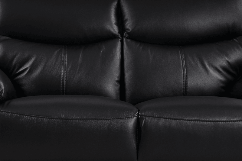 Vantage Genuine Leather Black 2 Seater Sofa - Furniture Instore