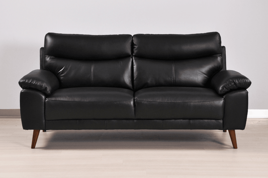 Vantage Genuine Leather Black 3 Seater Sofa - Furniture Instore