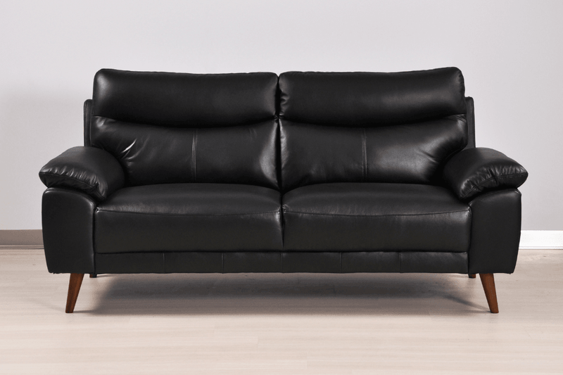 Vantage Genuine Leather Black 3 Seater Sofa - Furniture Instore