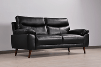 Vantage Genuine Leather Black 3 Seater Sofa - Furniture Instore