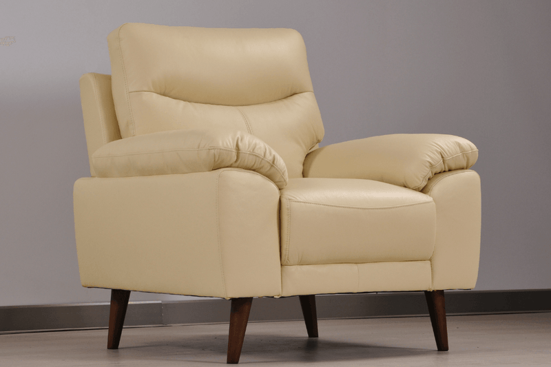 Vantage Genuine Leather Cream Armchair - Furniture Instore