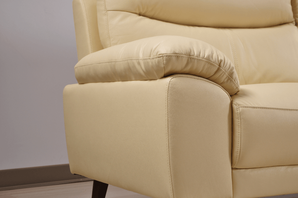 Vantage Genuine Leather Cream 2 Seater Sofa